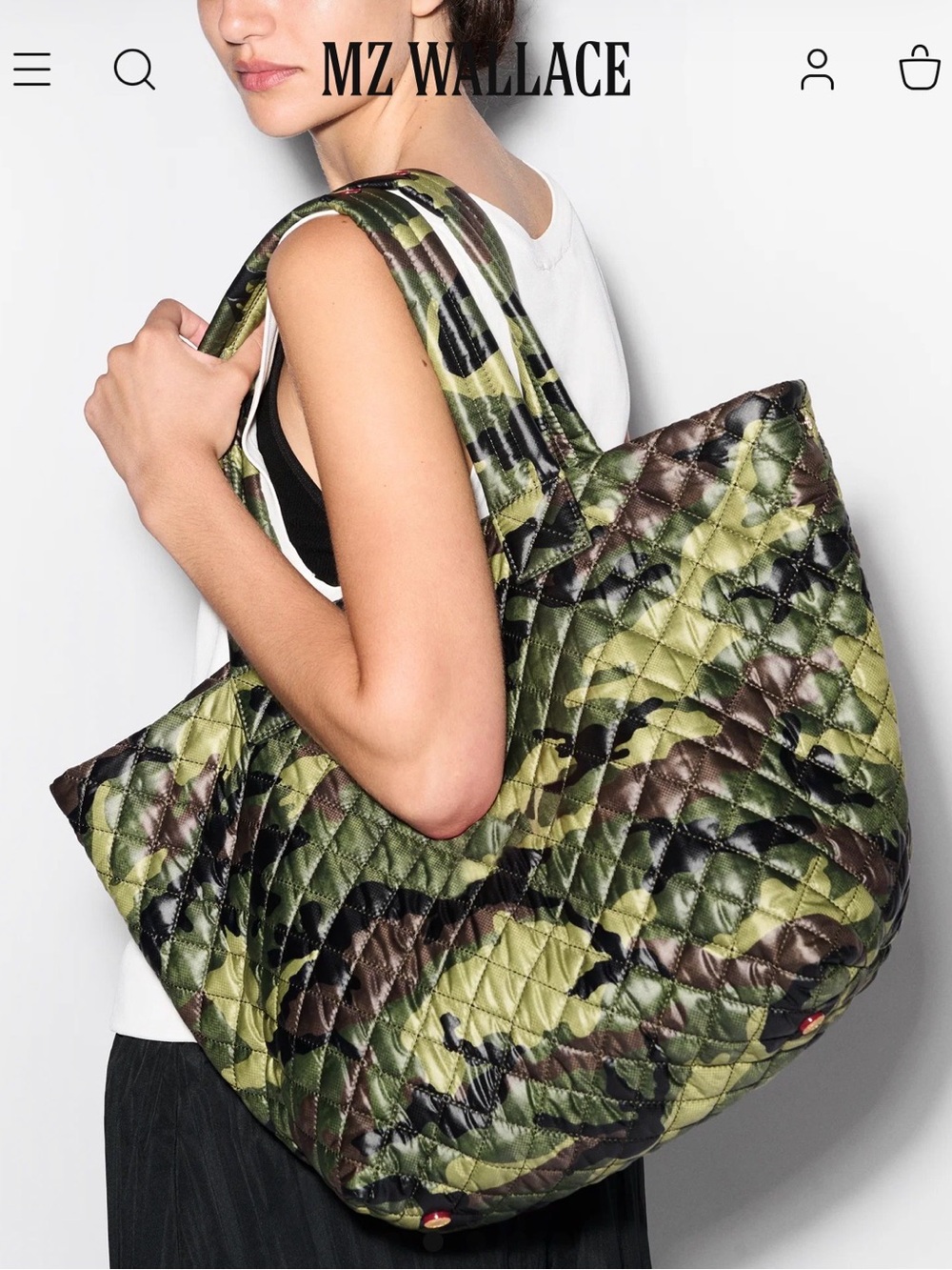 MZ Wallace Large Quilted Camo Tote - Green, Brown, Black